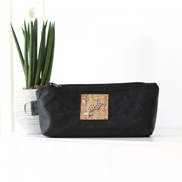 Nähset Zipperbag - Waxed Black & Kork