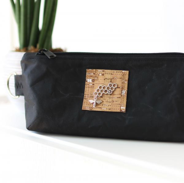 Nähset Zipperbag - Waxed Black & Kork