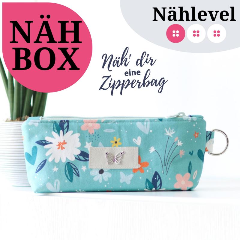 Nähset Zipperbag - Flowers Mint