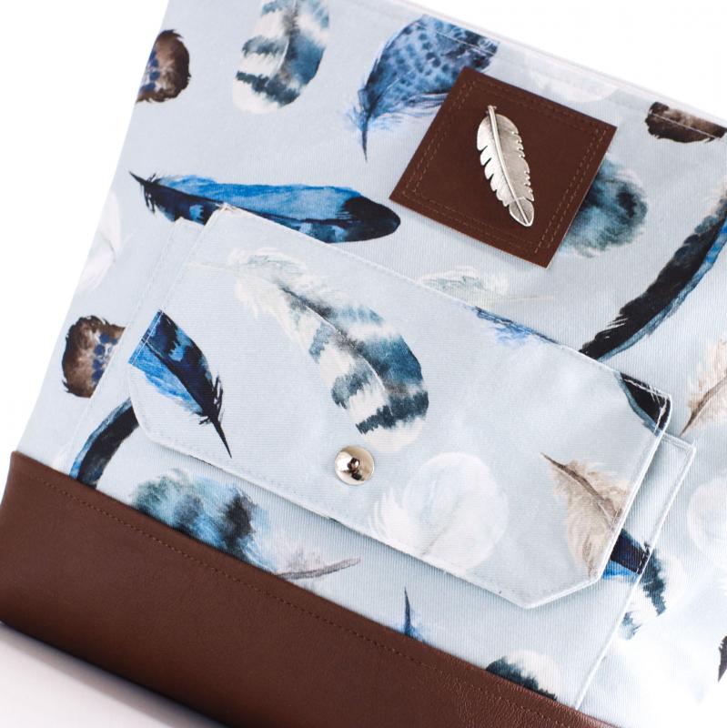 Nähbox große Kosmetiktasche - Feathers Blue