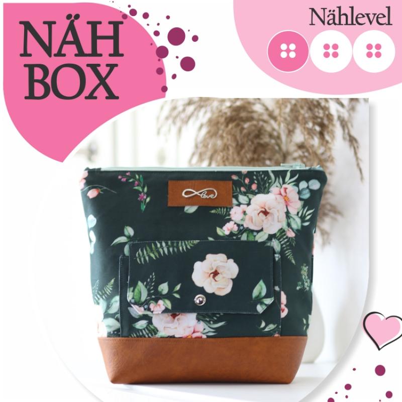 Nähbox große Kosmetiktasche - Aquarell Dunkelgrün