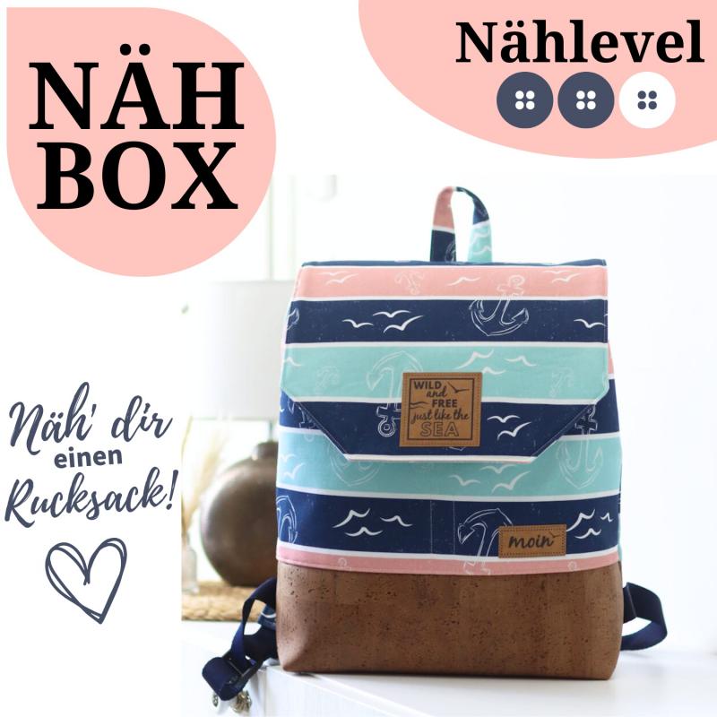 Nähbox Rucksack - Anker & Meer inkl. Labelset 'Anker'