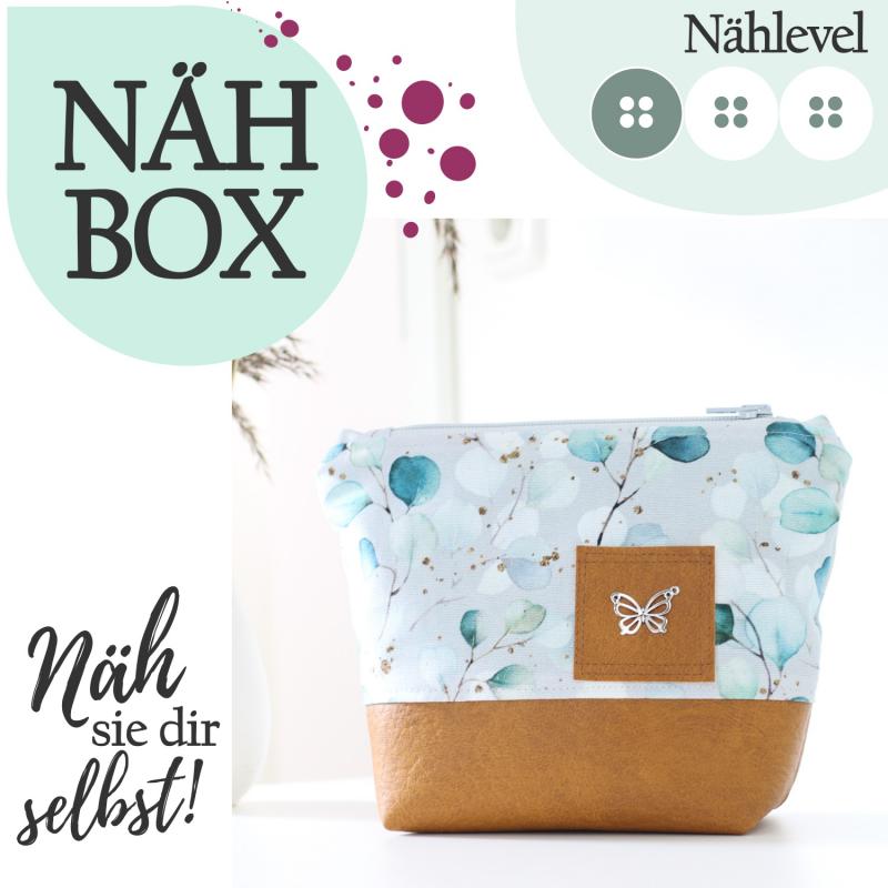 Nähbox Kosmetiktasche - Eukalyptus Grau